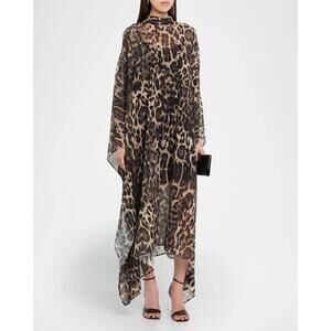 One33 Social Rhea Leopard High-Low Caftan Dress sz 4 Brown Cheeta Modest $600